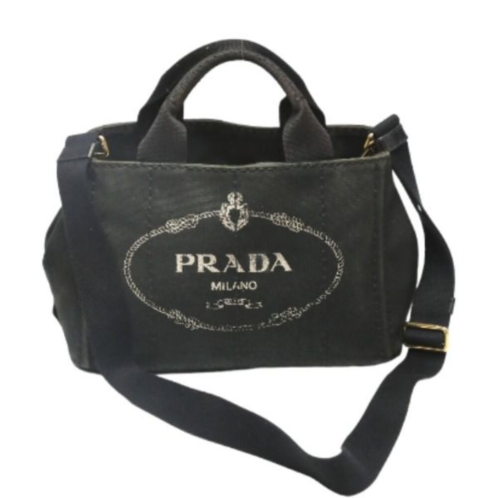 Prada 1 Bg439 Tote Bag Canapa Mini Tote Bag Black - Picture 2 of 15
